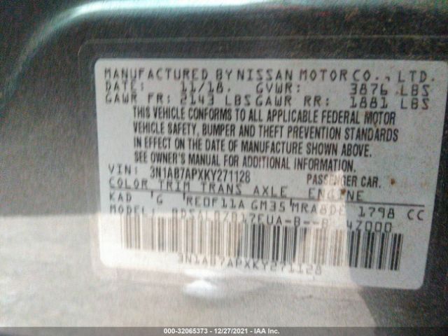 Photo 8 VIN: 3N1AB7APXKY271128 - NISSAN SENTRA 