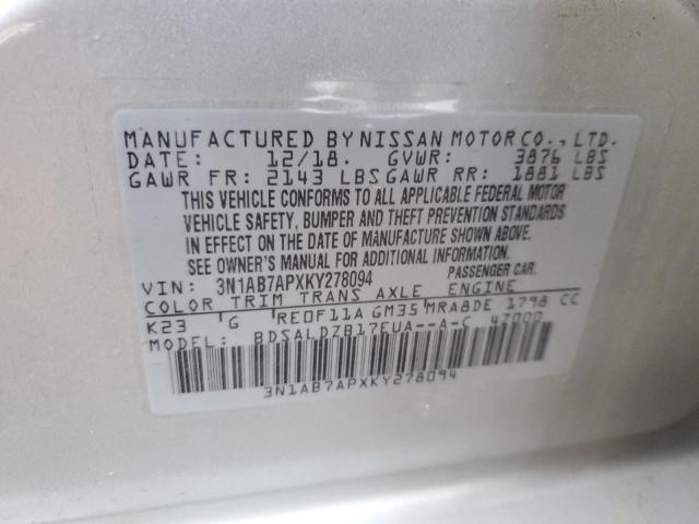 Photo 11 VIN: 3N1AB7APXKY278094 - NISSAN SENTRA 