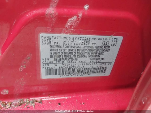 Photo 8 VIN: 3N1AB7APXKY284624 - NISSAN SENTRA 