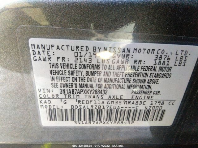 Photo 8 VIN: 3N1AB7APXKY288432 - NISSAN SENTRA 