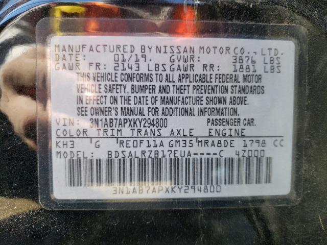 Photo 9 VIN: 3N1AB7APXKY294800 - NISSAN SENTRA S 