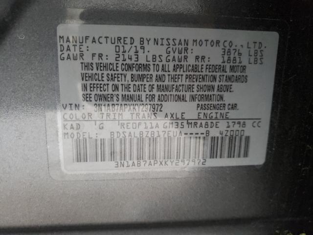 Photo 9 VIN: 3N1AB7APXKY297972 - NISSAN SENTRA S 