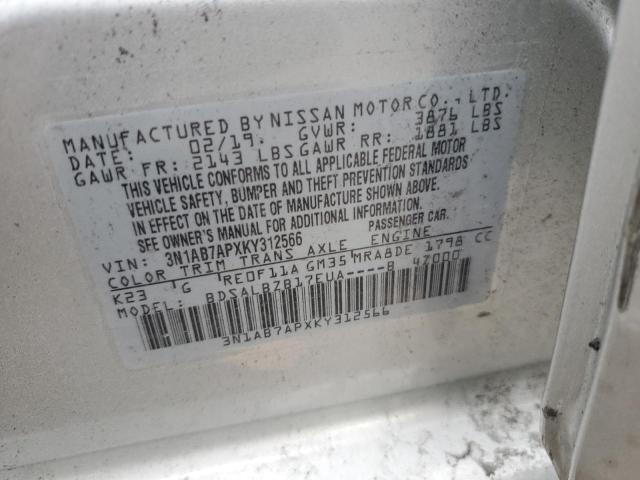 Photo 12 VIN: 3N1AB7APXKY312566 - NISSAN SENTRA S 