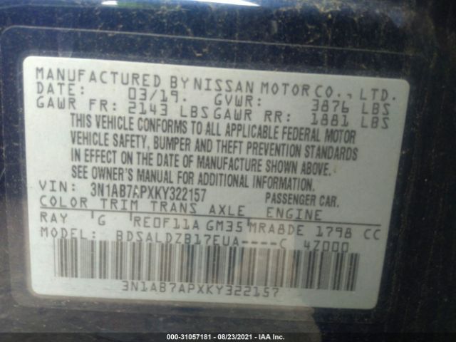 Photo 8 VIN: 3N1AB7APXKY322157 - NISSAN SENTRA 