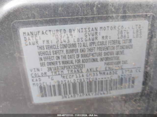 Photo 8 VIN: 3N1AB7APXKY326631 - NISSAN SENTRA 