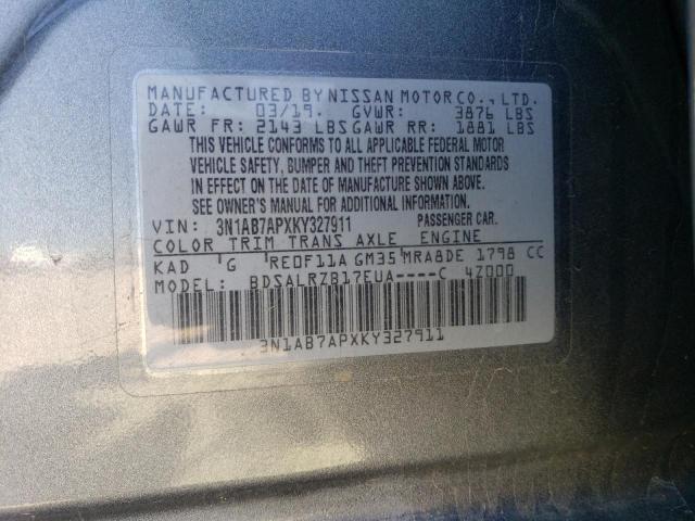 Photo 11 VIN: 3N1AB7APXKY327911 - NISSAN SENTRA 