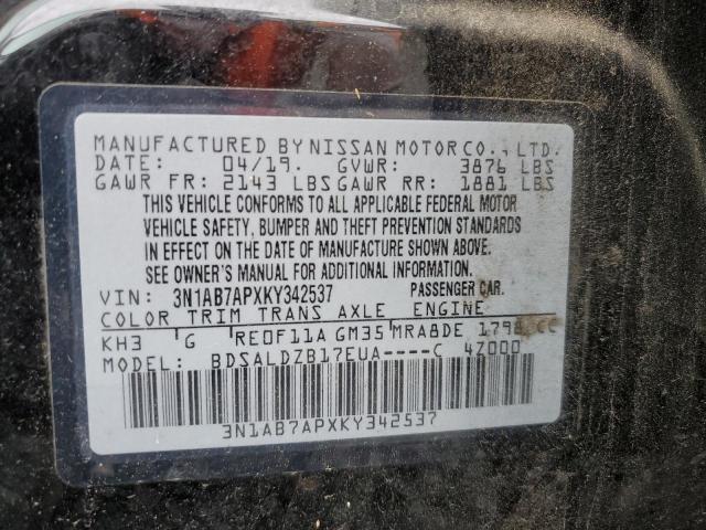 Photo 11 VIN: 3N1AB7APXKY342537 - NISSAN SENTRA 