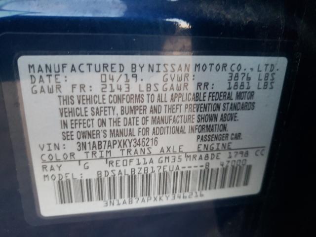 Photo 9 VIN: 3N1AB7APXKY346216 - NISSAN SENTRA S 