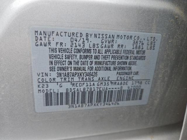 Photo 9 VIN: 3N1AB7APXKY346426 - NISSAN SENTRA 