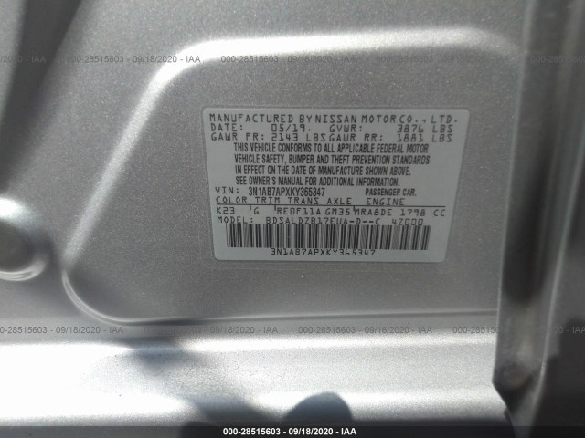 Photo 8 VIN: 3N1AB7APXKY365347 - NISSAN SENTRA 