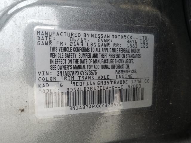 Photo 9 VIN: 3N1AB7APXKY373576 - NISSAN SENTRA S 