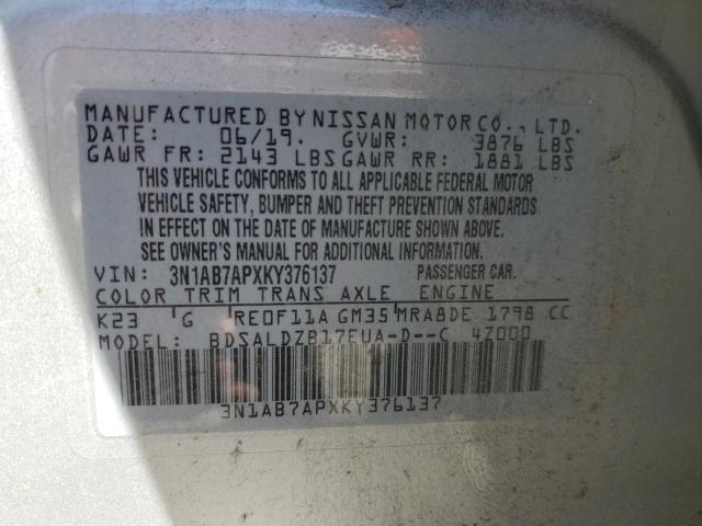 Photo 11 VIN: 3N1AB7APXKY376137 - NISSAN SENTRA S 