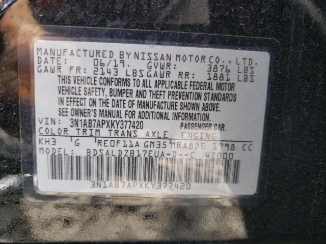 Photo 11 VIN: 3N1AB7APXKY377420 - NISSAN SENTRA 