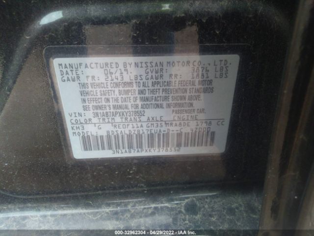 Photo 8 VIN: 3N1AB7APXKY378552 - NISSAN SENTRA 