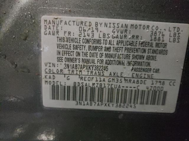 Photo 9 VIN: 3N1AB7APXKY382245 - NISSAN SENTRA S 