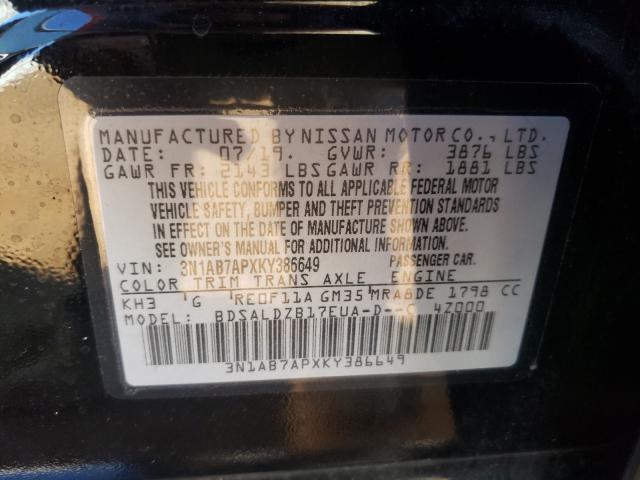 Photo 9 VIN: 3N1AB7APXKY386649 - NISSAN SENTRA S 