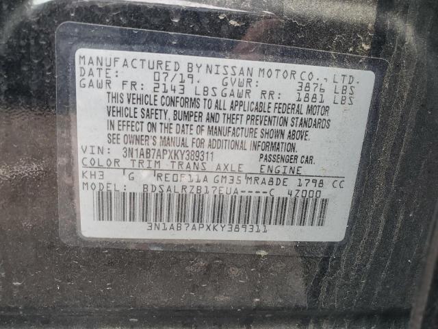 Photo 12 VIN: 3N1AB7APXKY389311 - NISSAN SENTRA S 