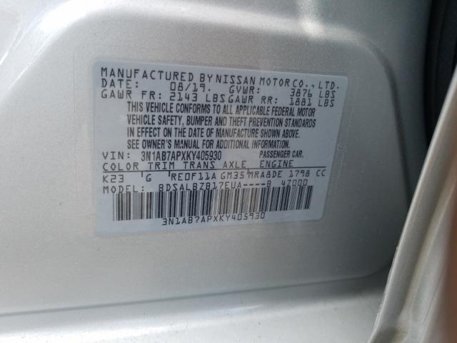 Photo 9 VIN: 3N1AB7APXKY405930 - NISSAN SENTRA S 