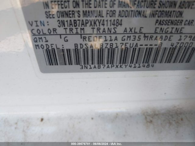 Photo 8 VIN: 3N1AB7APXKY411484 - NISSAN SENTRA 