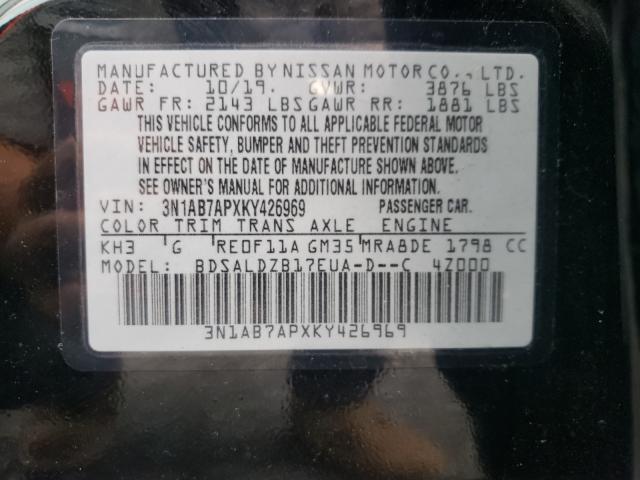 Photo 9 VIN: 3N1AB7APXKY426969 - NISSAN SENTRA S 