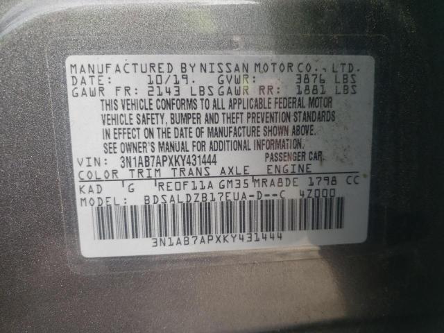 Photo 11 VIN: 3N1AB7APXKY431444 - NISSAN SENTRA S 