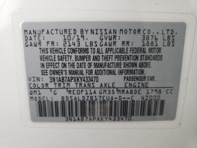 Photo 11 VIN: 3N1AB7APXKY433470 - NISSAN SENTRA S 