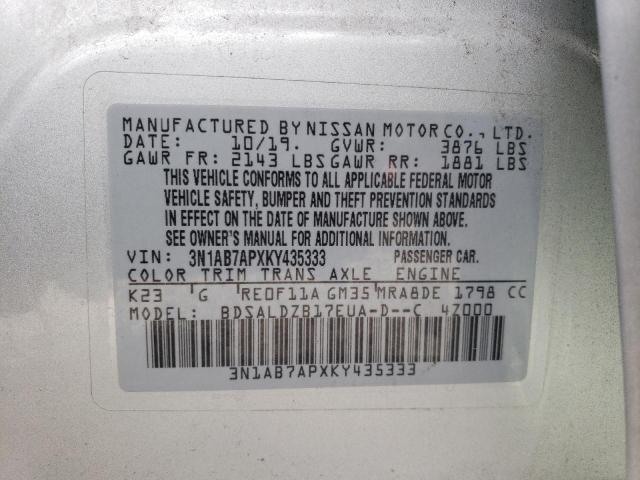 Photo 11 VIN: 3N1AB7APXKY435333 - NISSAN SENTRA 