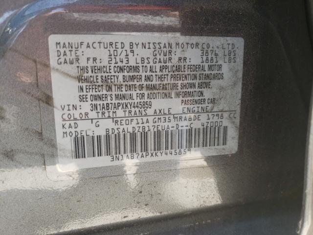 Photo 9 VIN: 3N1AB7APXKY445859 - NISSAN SENTRA S 