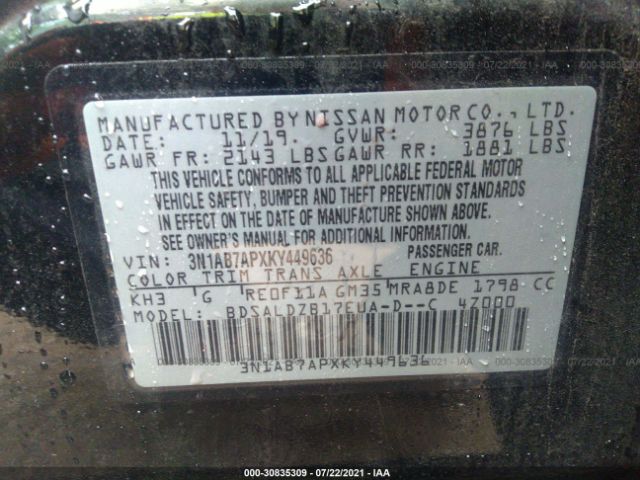 Photo 8 VIN: 3N1AB7APXKY449636 - NISSAN SENTRA 