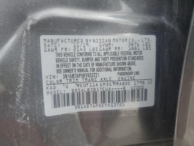 Photo 11 VIN: 3N1AB7APXKY453721 - NISSAN SENTRA S 