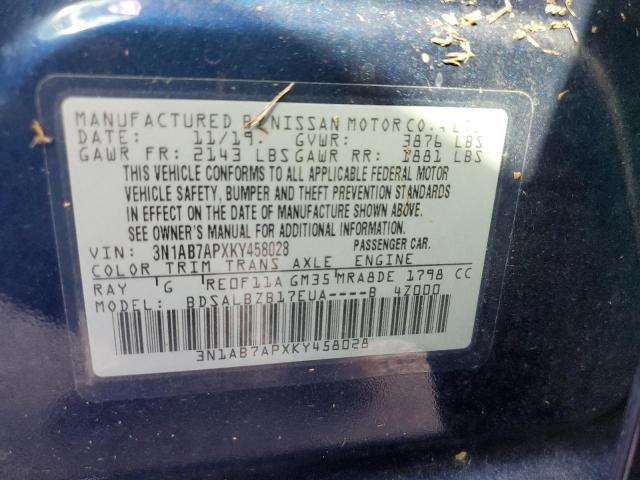 Photo 9 VIN: 3N1AB7APXKY458028 - NISSAN SENTRA S 