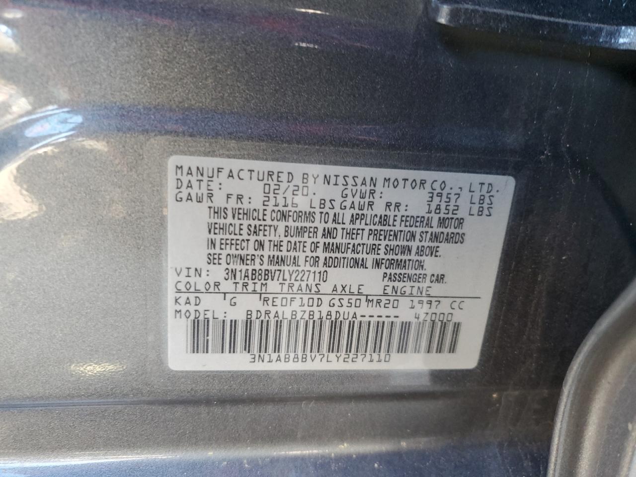 Photo 11 VIN: 3N1AB88V7LY227110 - NISSAN SENTRA 