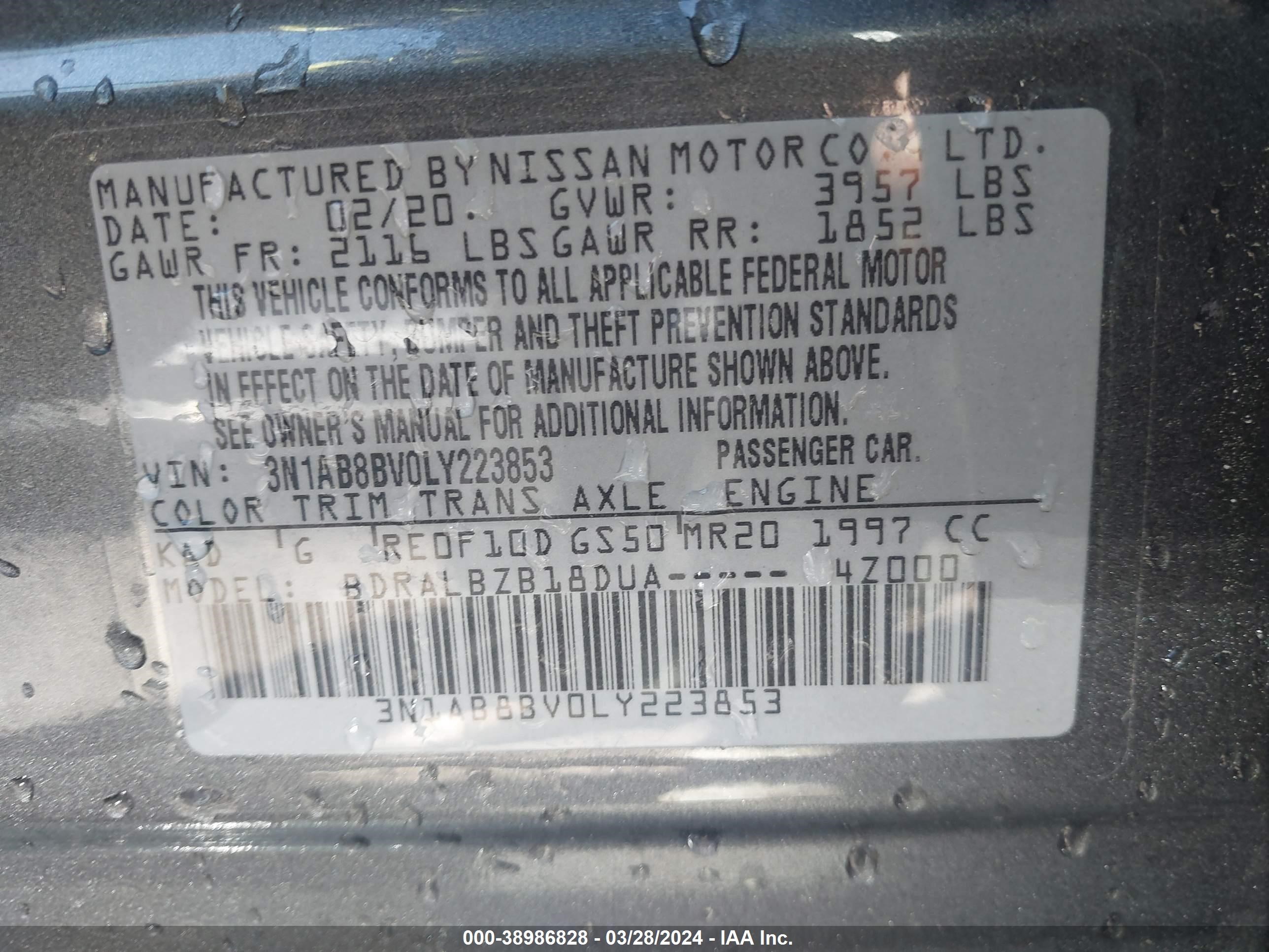 Photo 8 VIN: 3N1AB8BV0LY223853 - NISSAN SENTRA 