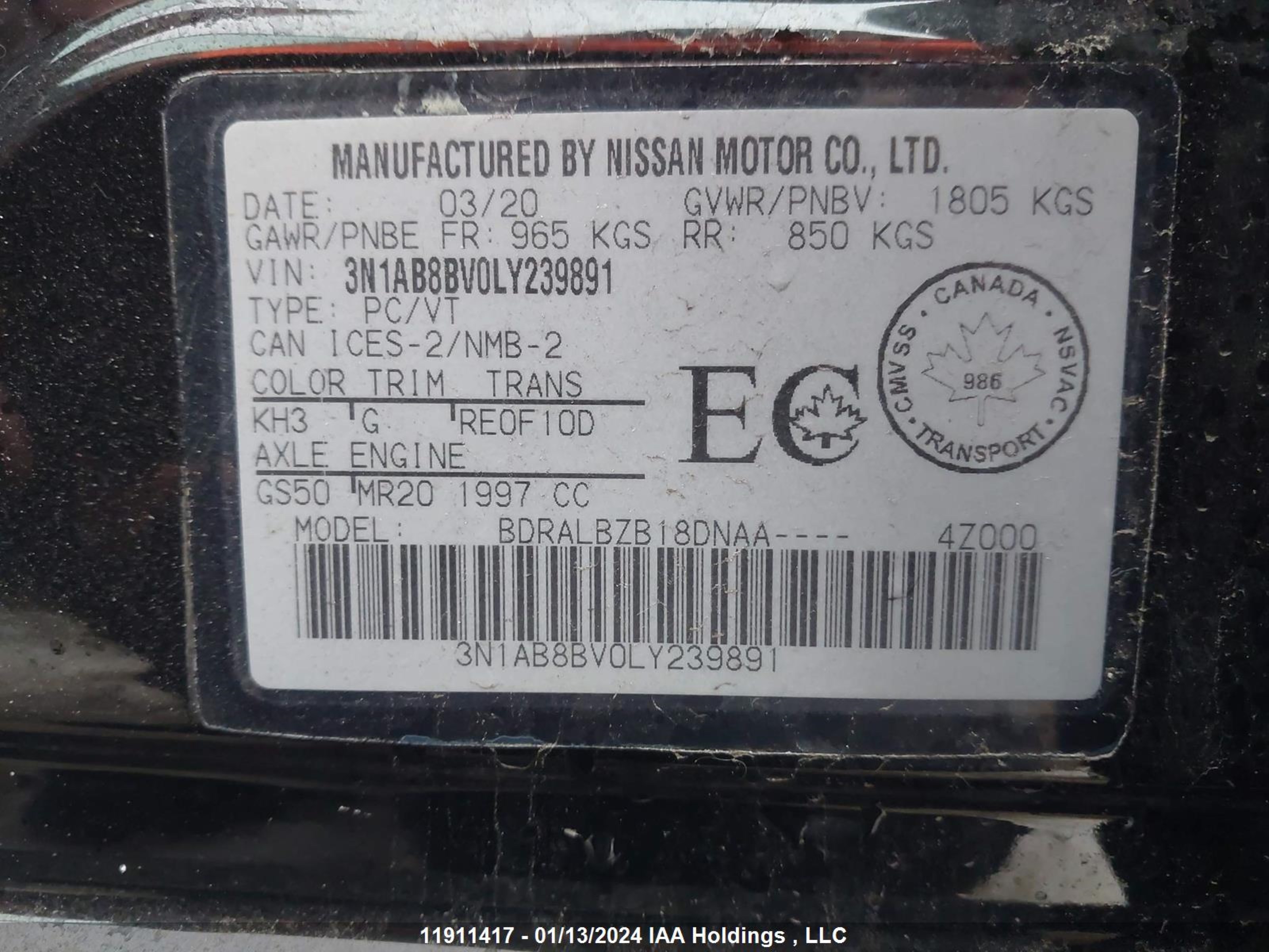 Photo 8 VIN: 3N1AB8BV0LY239891 - NISSAN SENTRA 