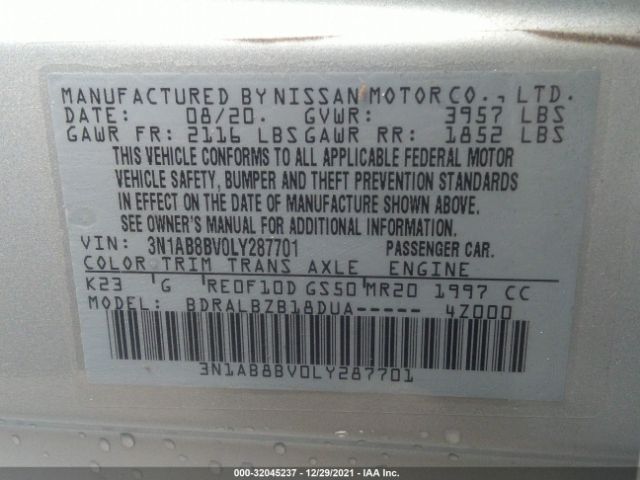 Photo 8 VIN: 3N1AB8BV0LY287701 - NISSAN SENTRA 