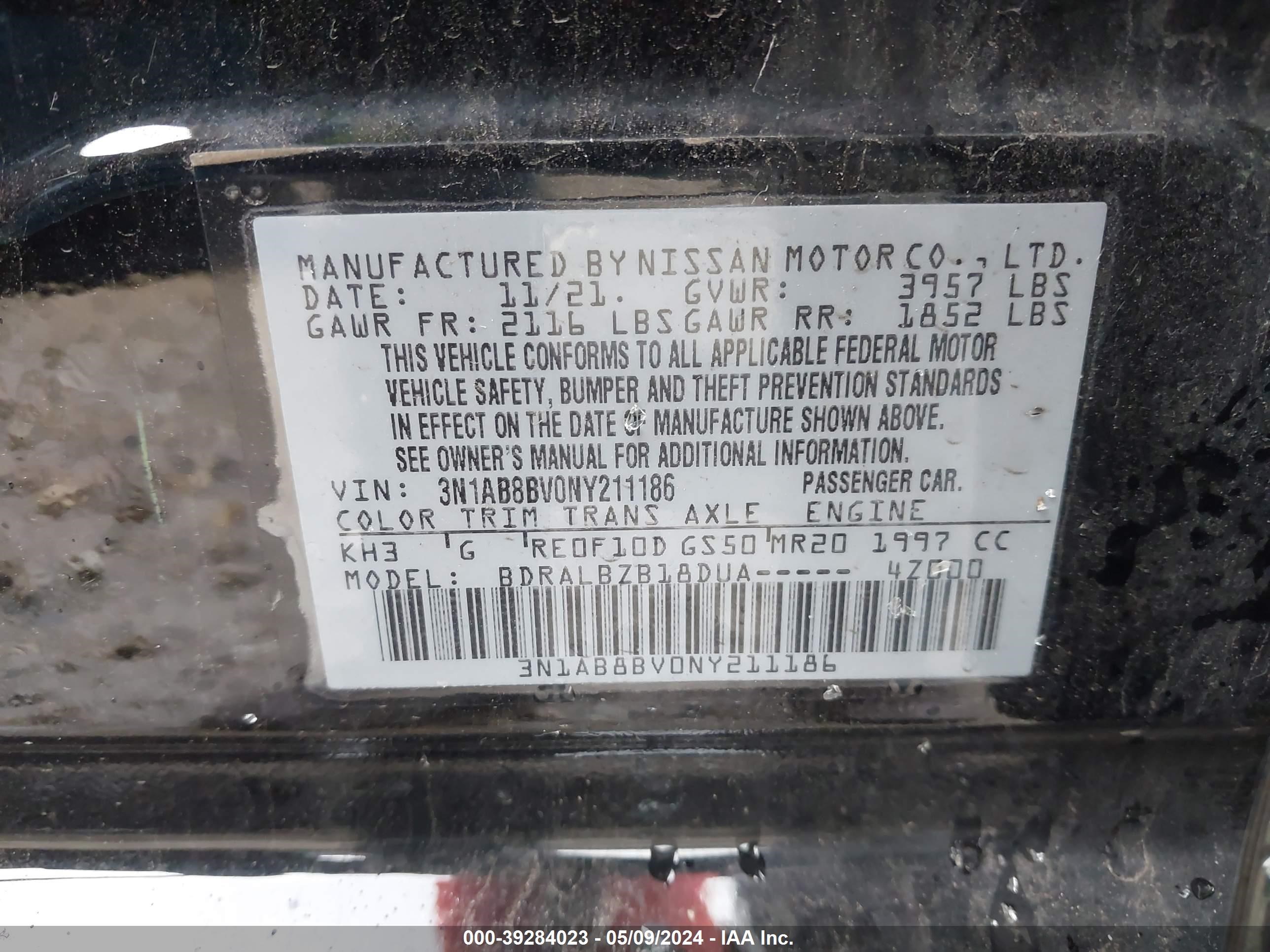 Photo 8 VIN: 3N1AB8BV0NY211186 - NISSAN SENTRA 