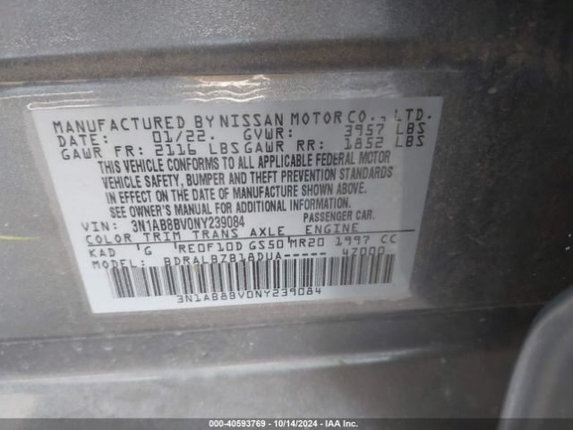 Photo 8 VIN: 3N1AB8BV0NY239084 - NISSAN SENTRA 