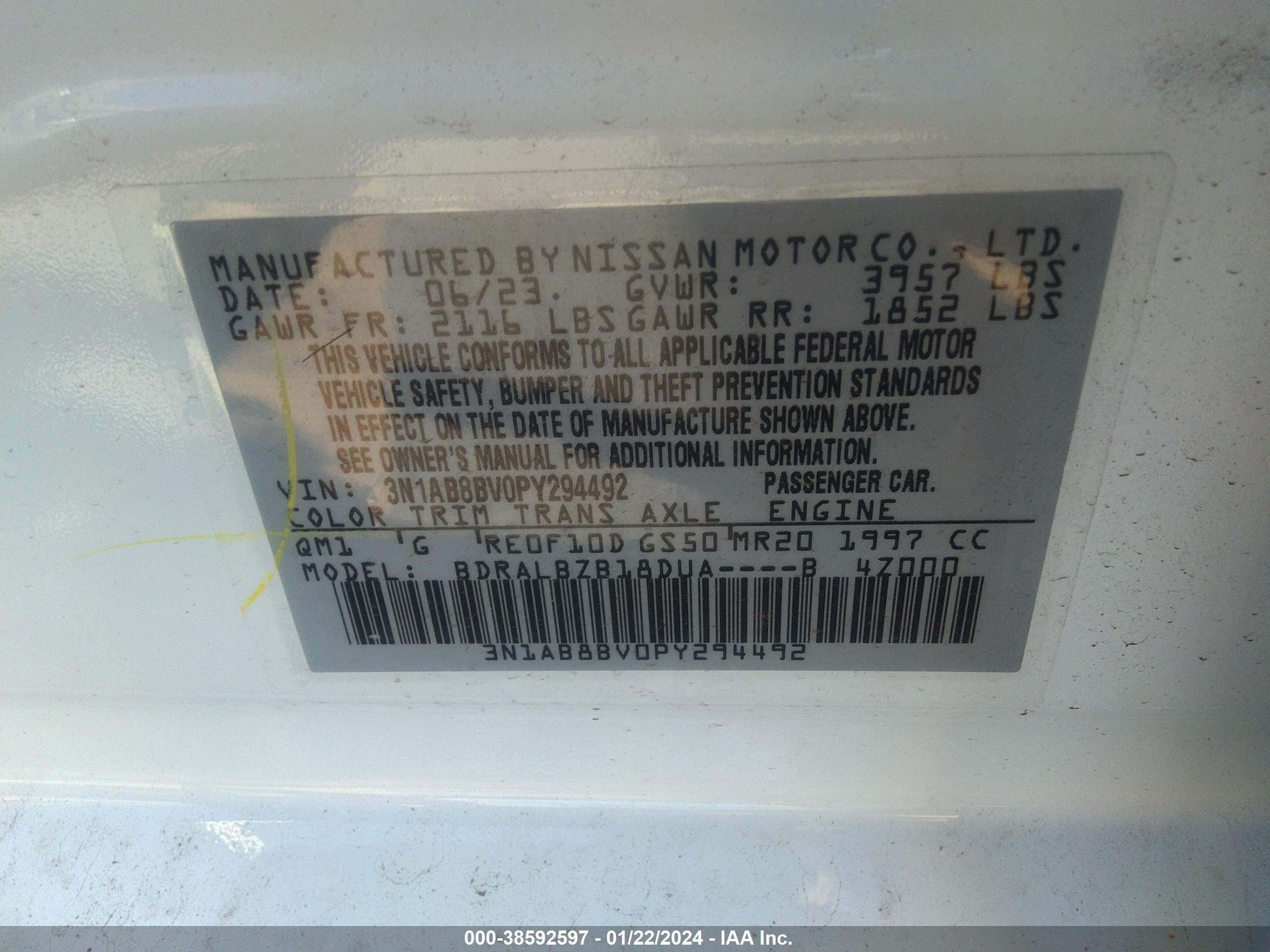 Photo 8 VIN: 3N1AB8BV0PY294492 - NISSAN SENTRA 