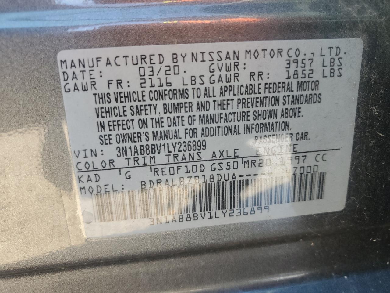 Photo 11 VIN: 3N1AB8BV1LY236899 - NISSAN SENTRA 