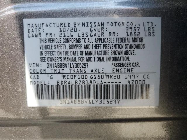 Photo 11 VIN: 3N1AB8BV1LY305297 - NISSAN SENTRA S 