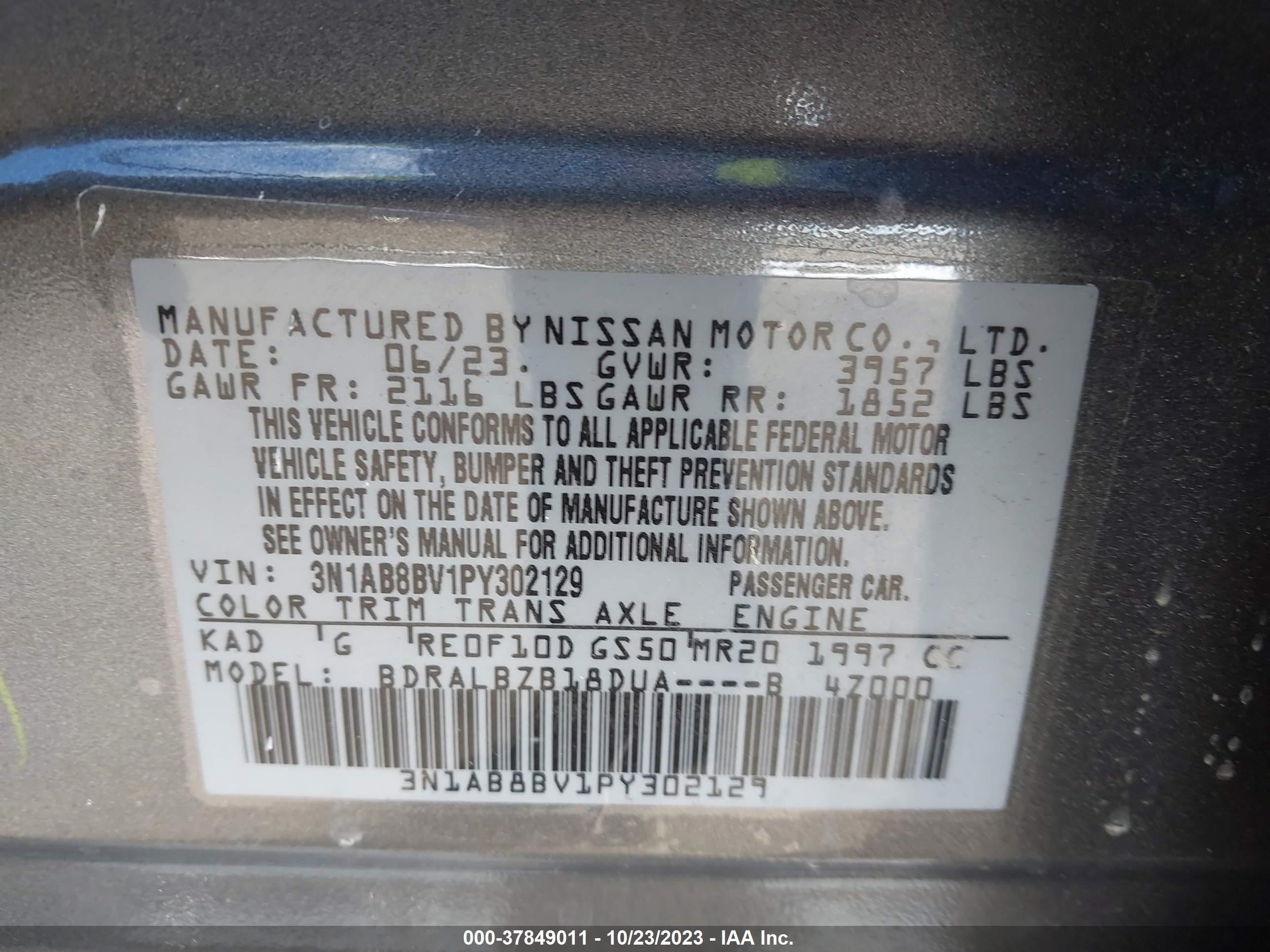 Photo 8 VIN: 3N1AB8BV1PY302129 - NISSAN SENTRA 