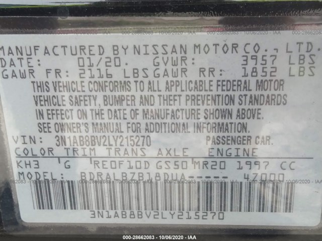 Photo 8 VIN: 3N1AB8BV2LY215270 - NISSAN SENTRA 