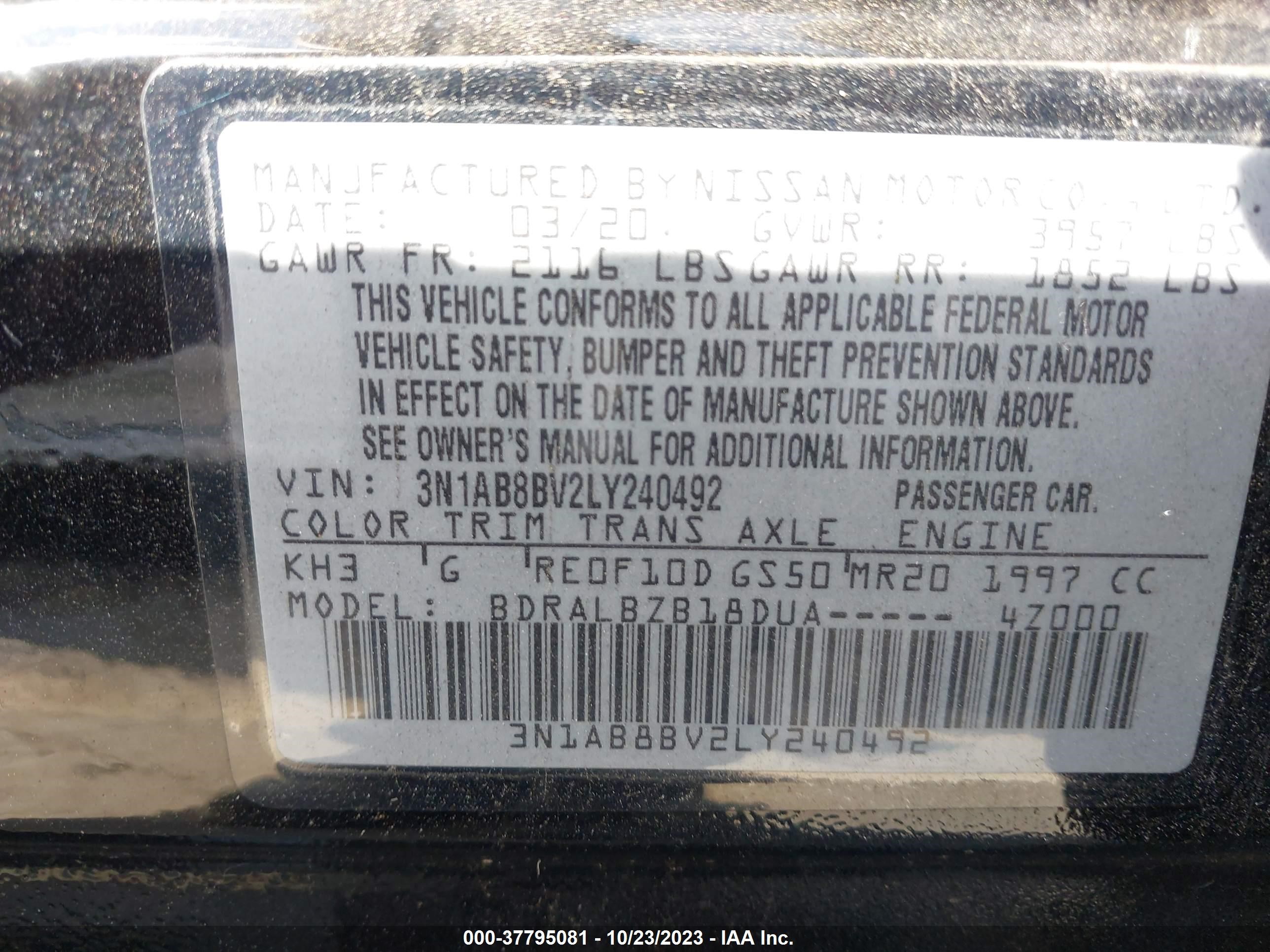 Photo 8 VIN: 3N1AB8BV2LY240492 - NISSAN SENTRA 