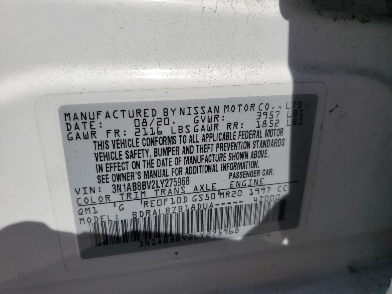 Photo 11 VIN: 3N1AB8BV2LY275968 - NISSAN SENTRA 