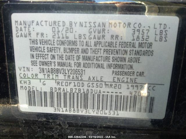 Photo 8 VIN: 3N1AB8BV3LY206531 - NISSAN SENTRA 