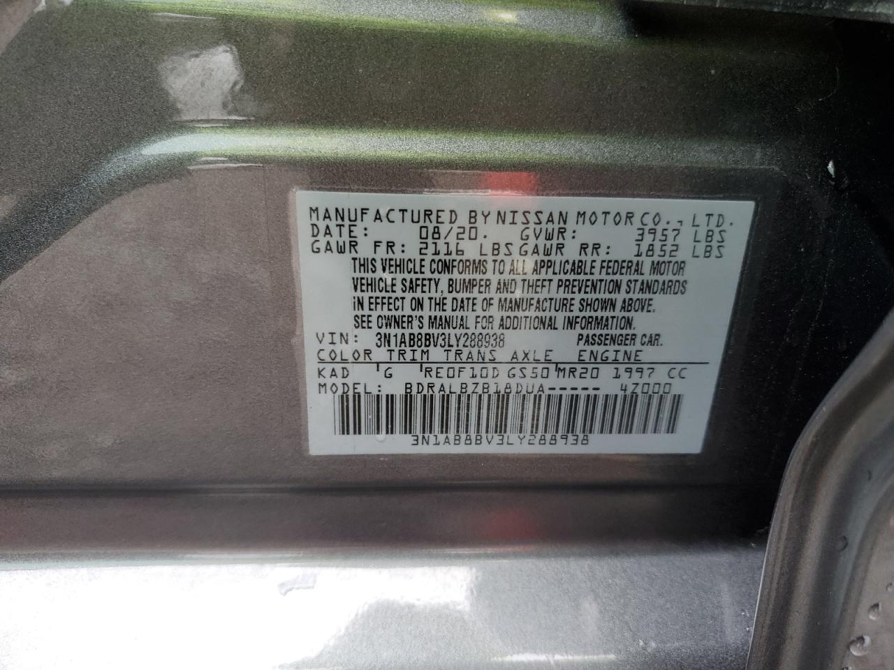 Photo 11 VIN: 3N1AB8BV3LY288938 - NISSAN SENTRA 