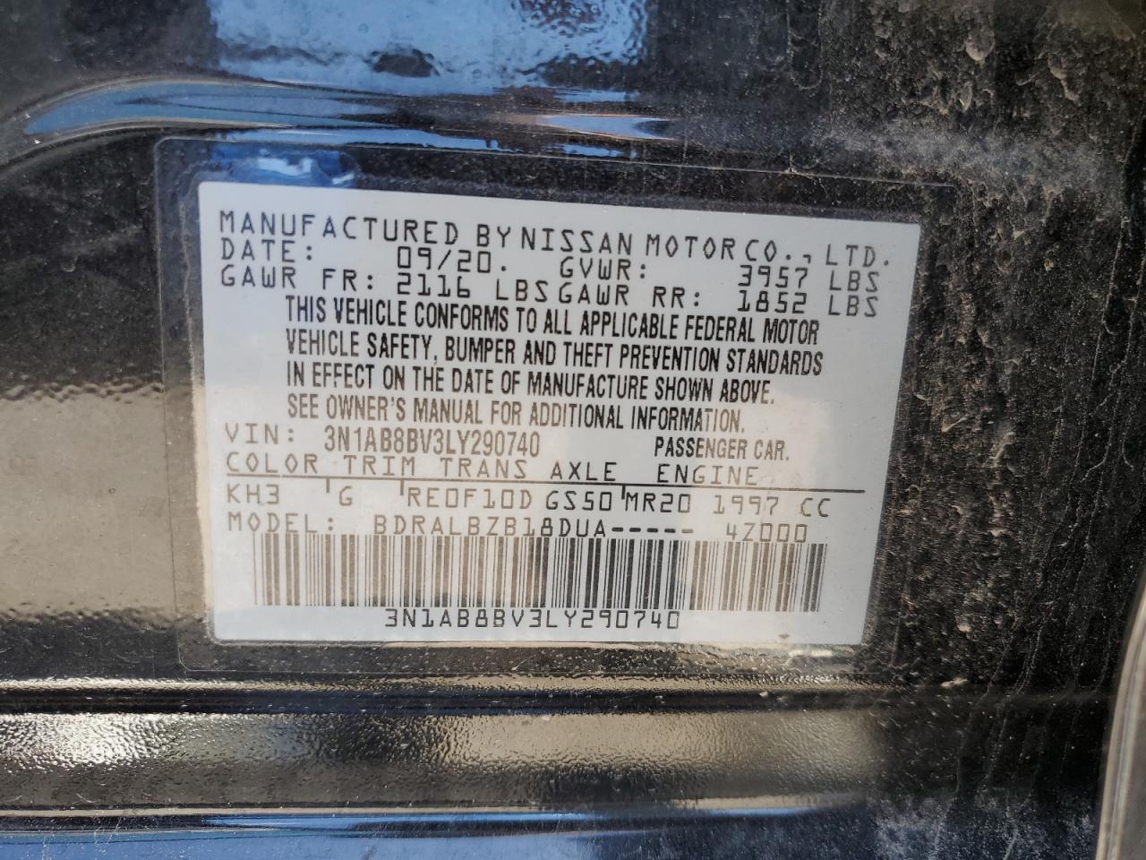 Photo 11 VIN: 3N1AB8BV3LY290740 - NISSAN SENTRA 