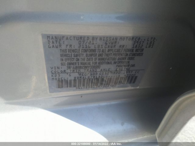 Photo 8 VIN: 3N1AB8BV3MY308980 - NISSAN SENTRA 