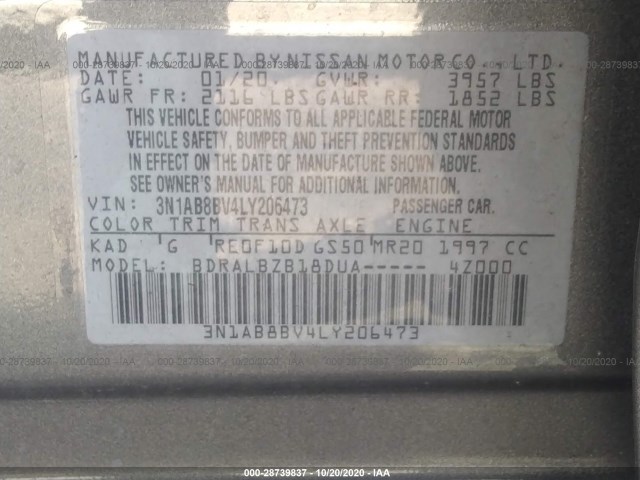 Photo 8 VIN: 3N1AB8BV4LY206473 - NISSAN SENTRA 