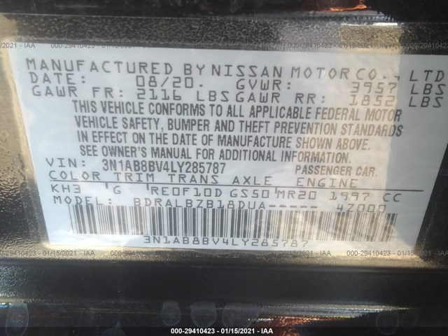 Photo 8 VIN: 3N1AB8BV4LY285787 - NISSAN SENTRA 